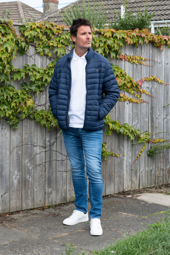 Blend Dress Blue Quilted Coat