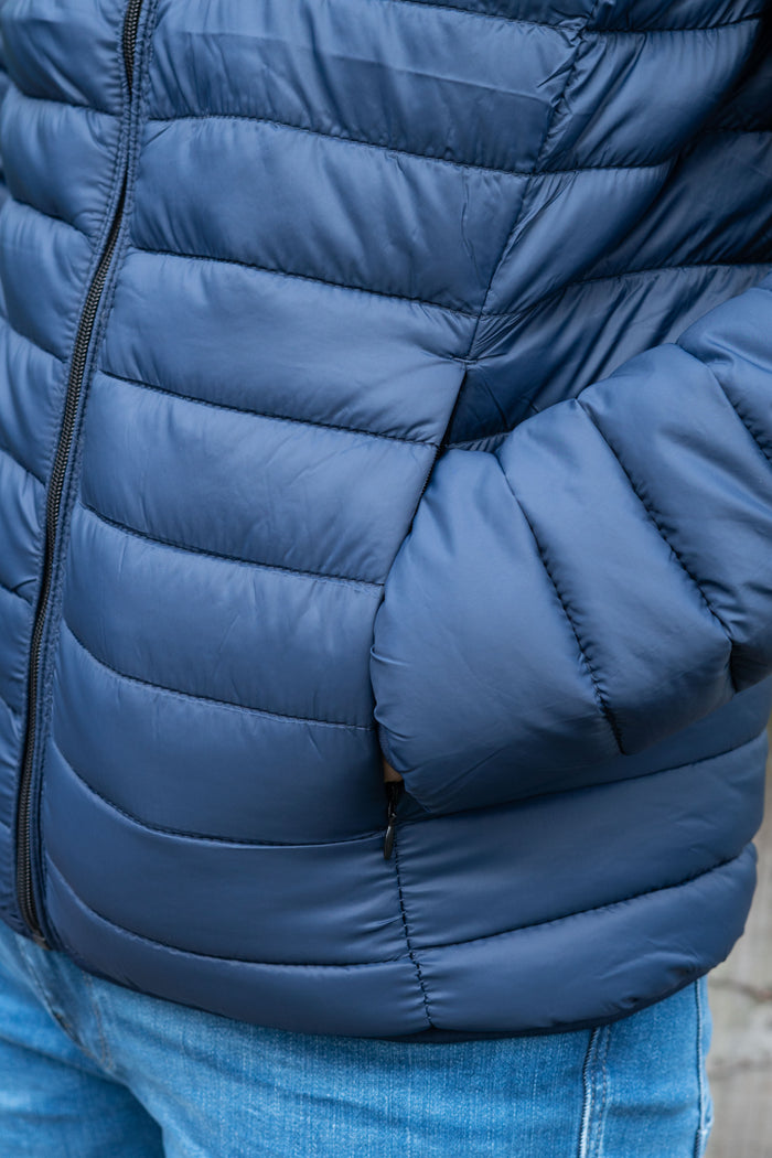 Blend Dress Blue Quilted Coat