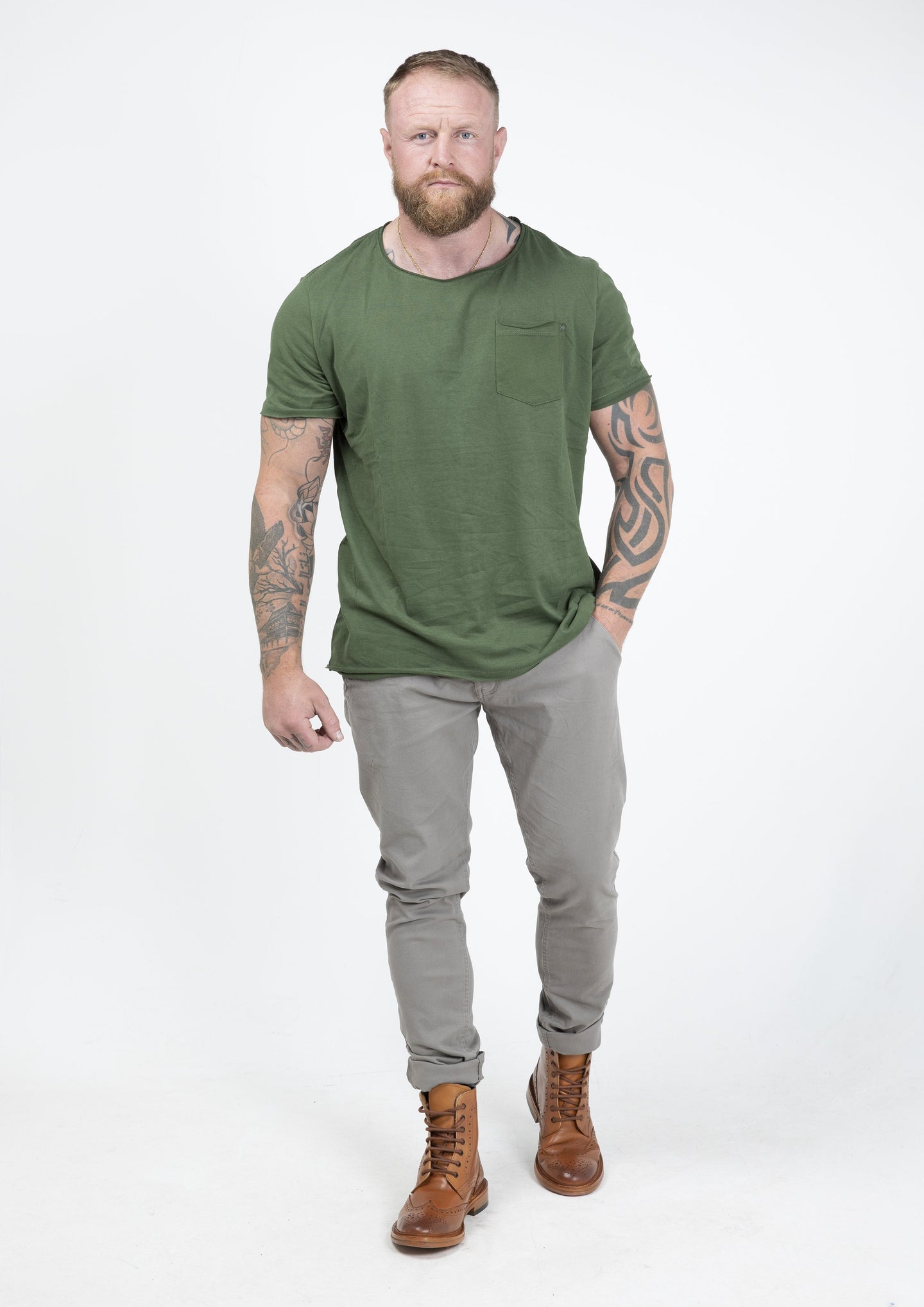 Blend Forest Green Crew Neck Cotton T-Shirt