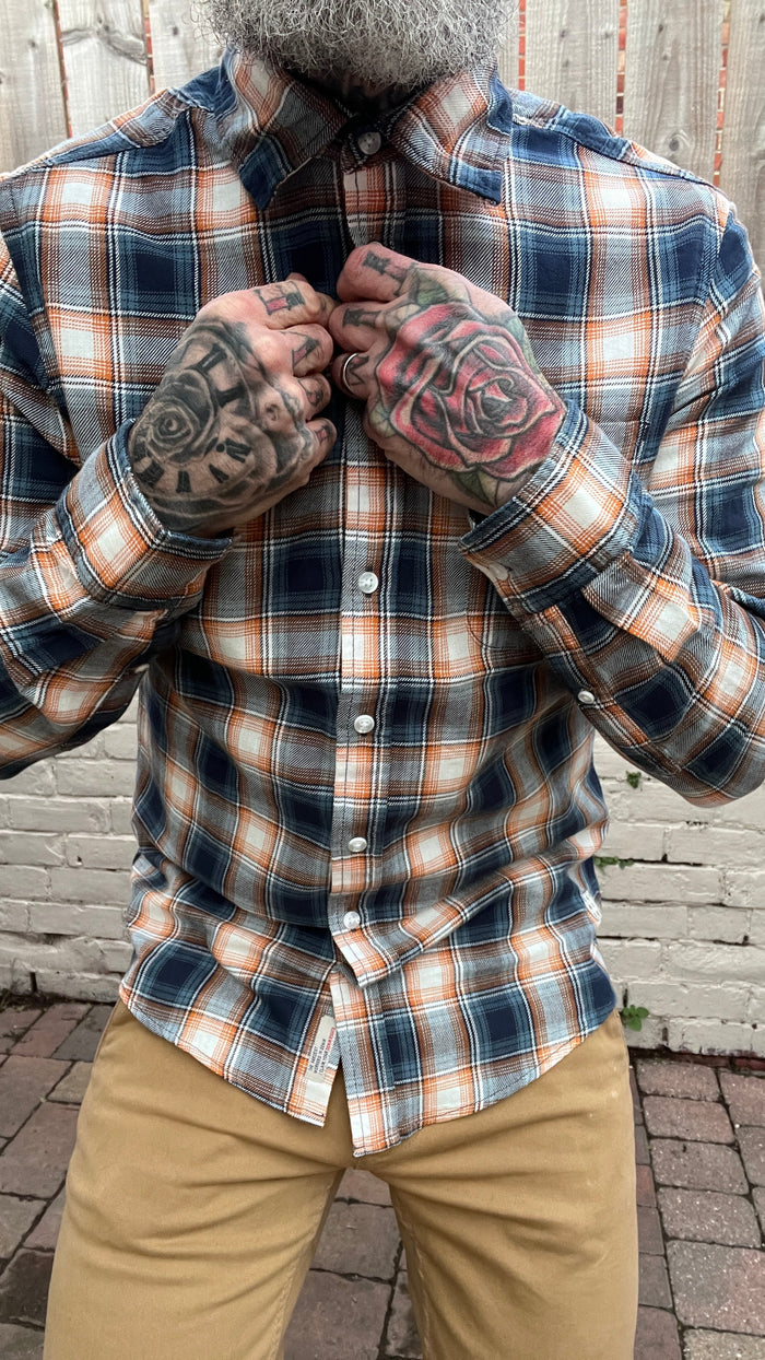 Blend Navy & Orange Checked Shirt