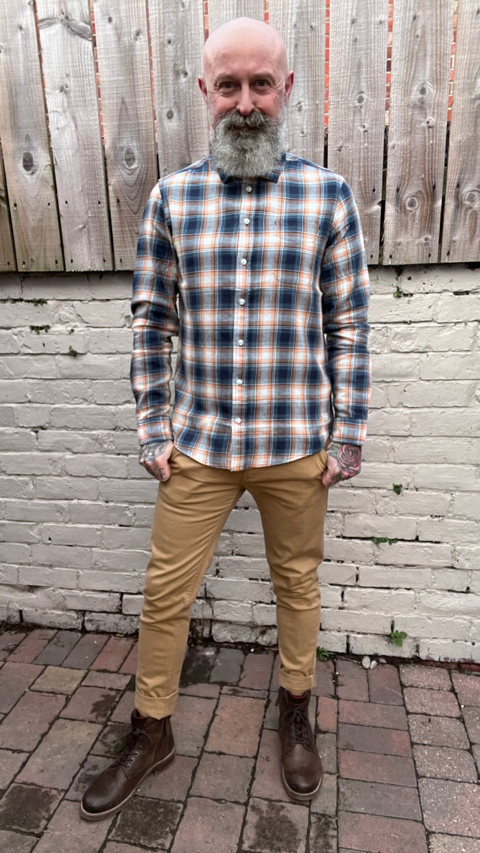 Blend Navy & Orange Checked Shirt