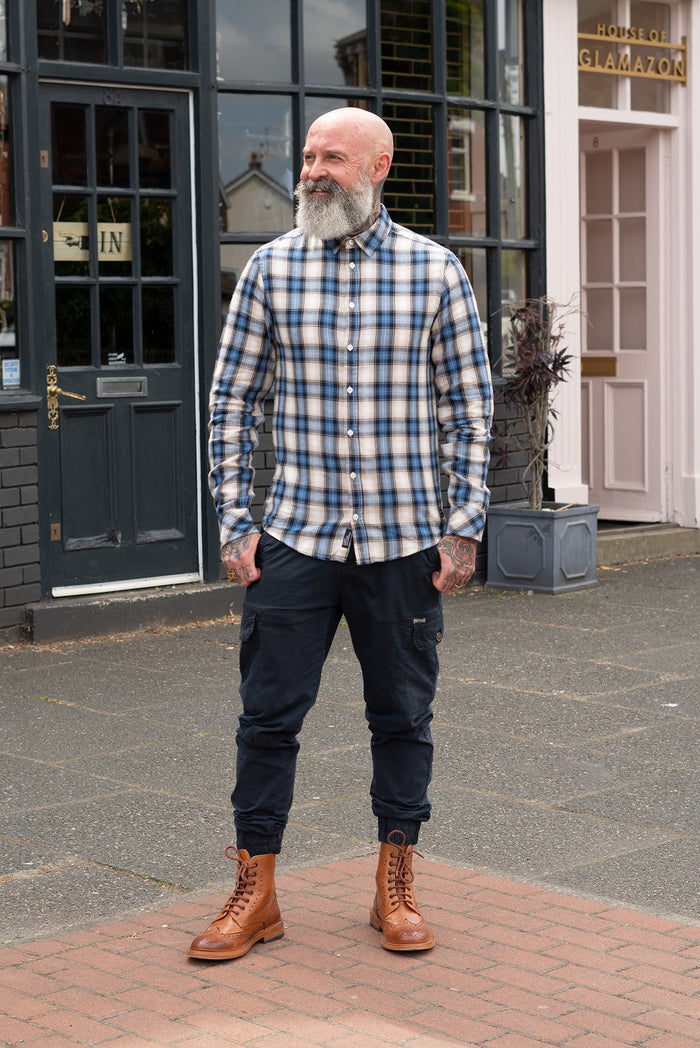 Blend Navy & Tan Check Shirt