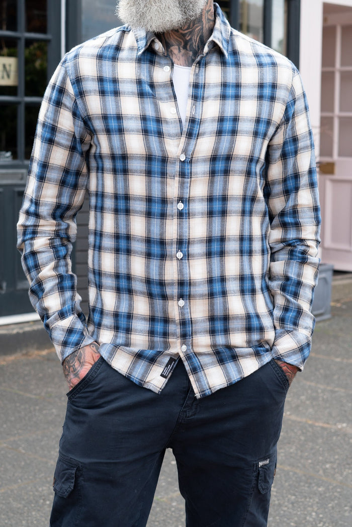 Blend Navy & Tan Check Shirt