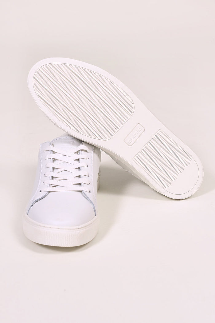 Blend White Leather Grain Sneakers