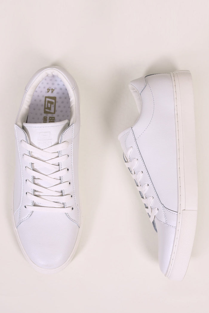 Blend White Leather Grain Sneakers 7