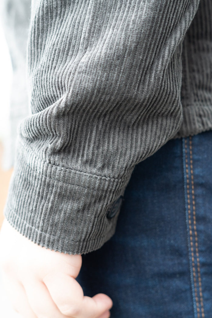 Casual Friday Grey Acid Washed Cord Jacket