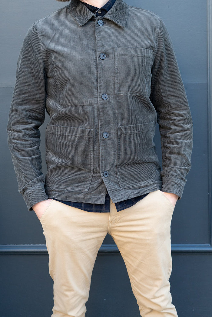 Casual Friday Grey Acid Washed Cord Jacket