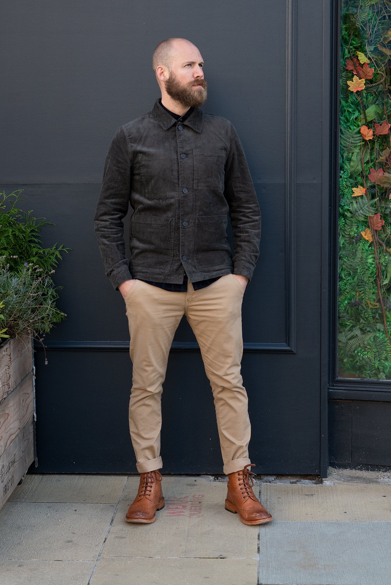 Casual Friday Grey Acid Washed Cord Jacket