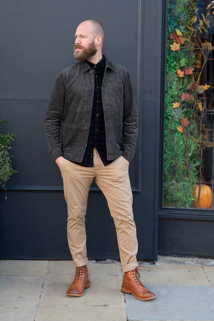 Casual Friday Grey Acid Washed Cord Jacket