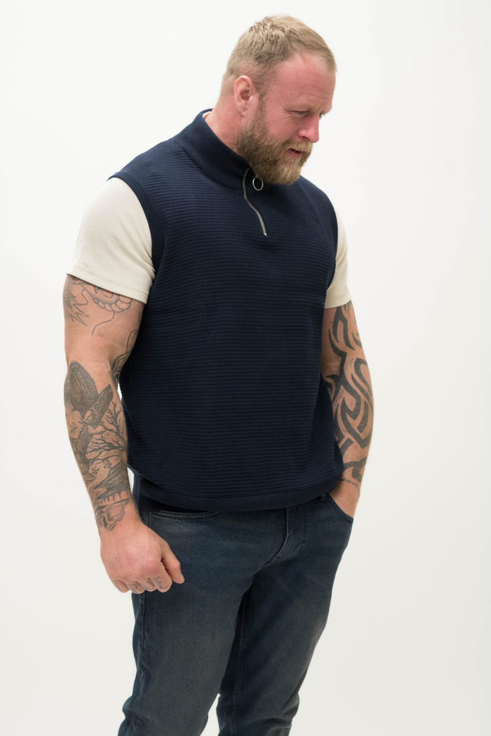 Casual Friday Klaes Halfzip Knit Vest in Navy