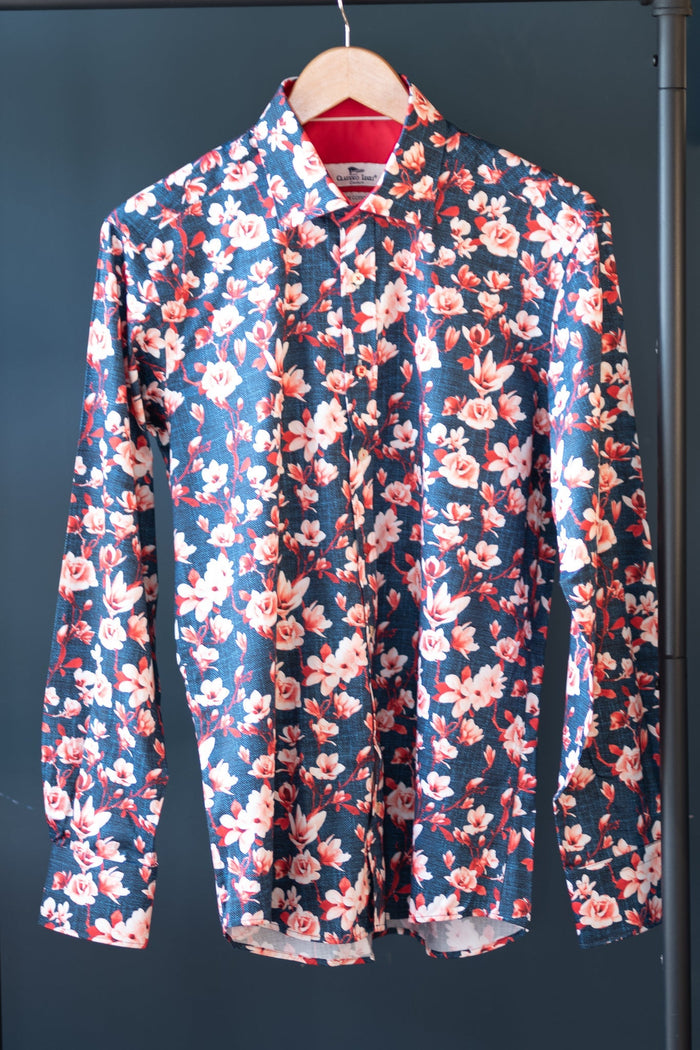 Claudio Lugli Red & Navy Floral Shirt