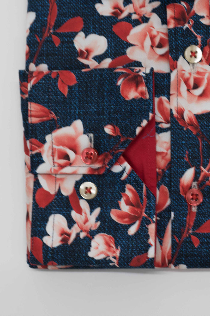Claudio Lugli Red & Navy Floral Shirt