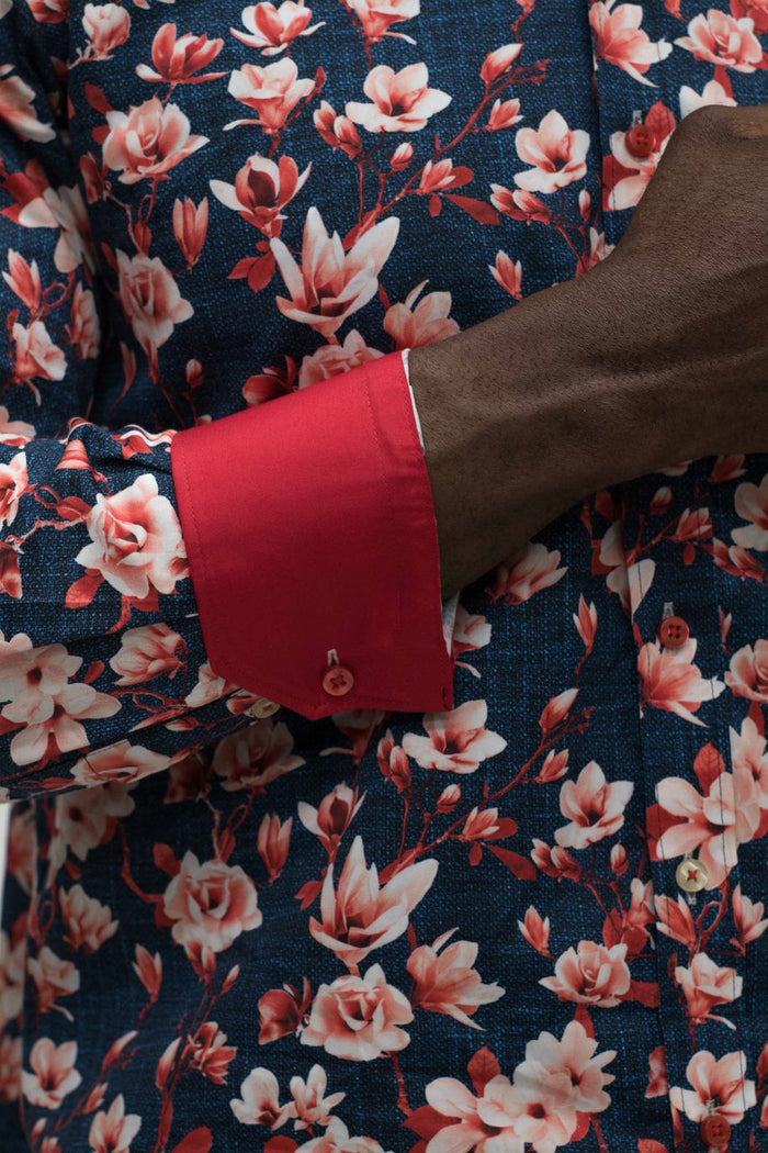 Claudio Lugli Red & Navy Floral Shirt