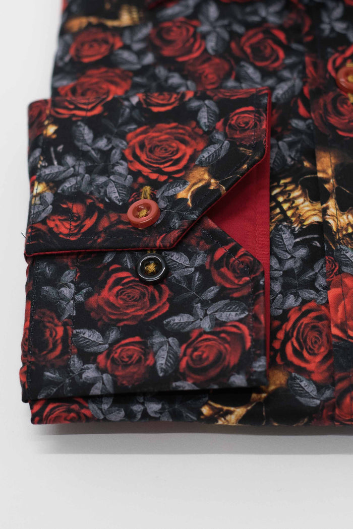 Claudio Lugli Red Rose & Gold Skull Shirt