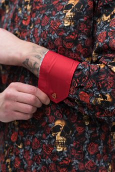 Claudio Lugli Red Rose & Gold Skull Shirt