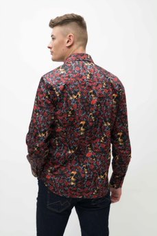 Claudio Lugli Red Rose & Gold Skull Shirt