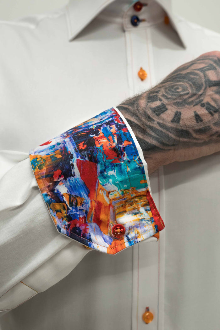 Claudio Lugli White Shirt With Multi-Coloured Buttons
