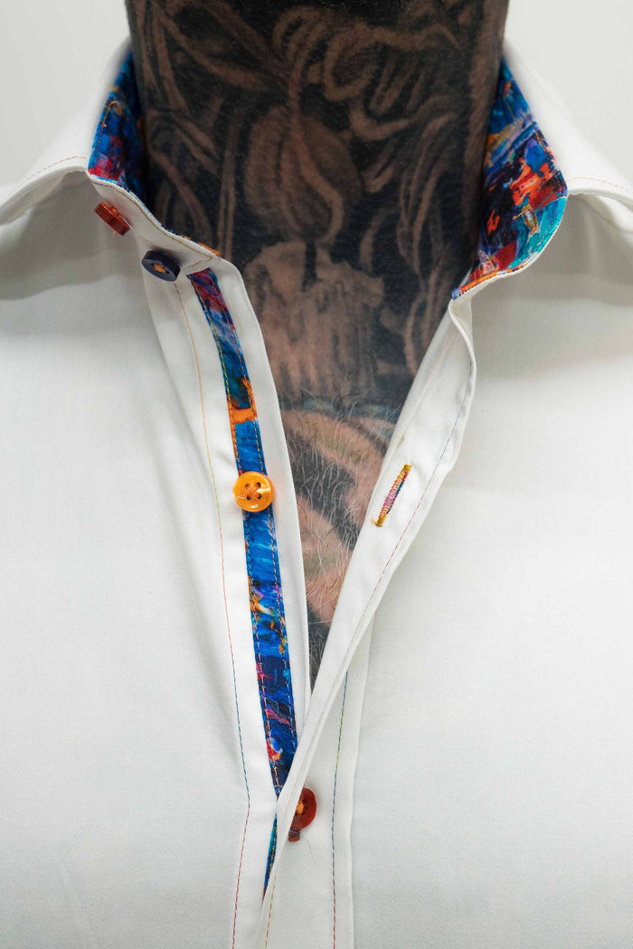 Claudio Lugli White Shirt With Multi-Coloured Buttons
