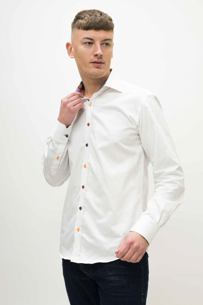 Claudio Lugli White Shirt With Multi-Coloured Buttons