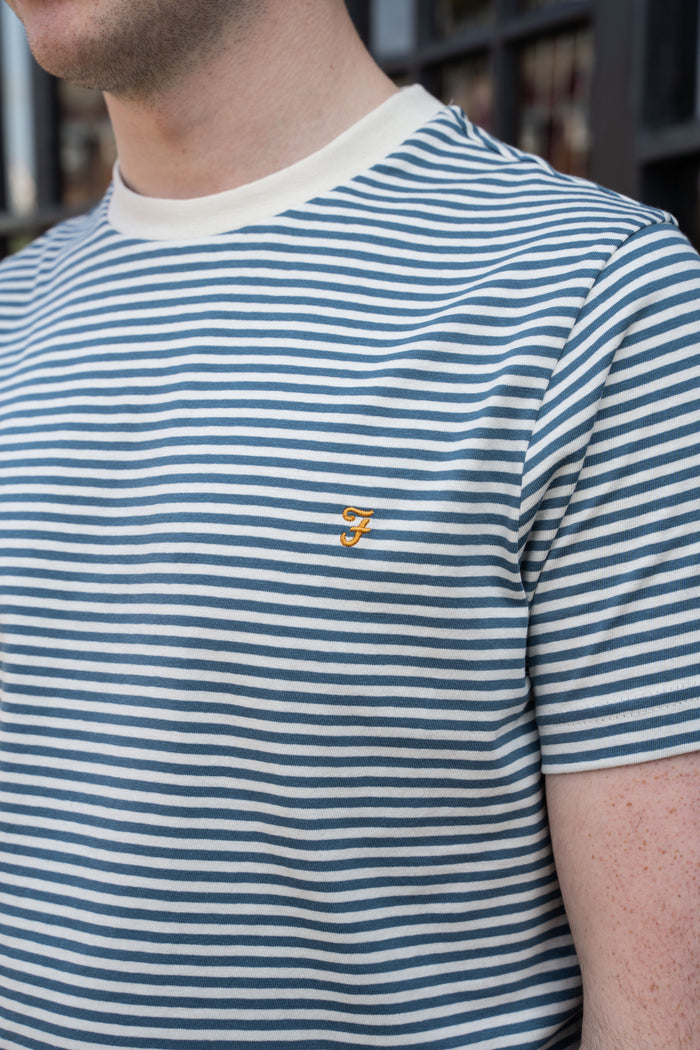 Farah Daytona Blue Striped Organic Cotton T-Shirt