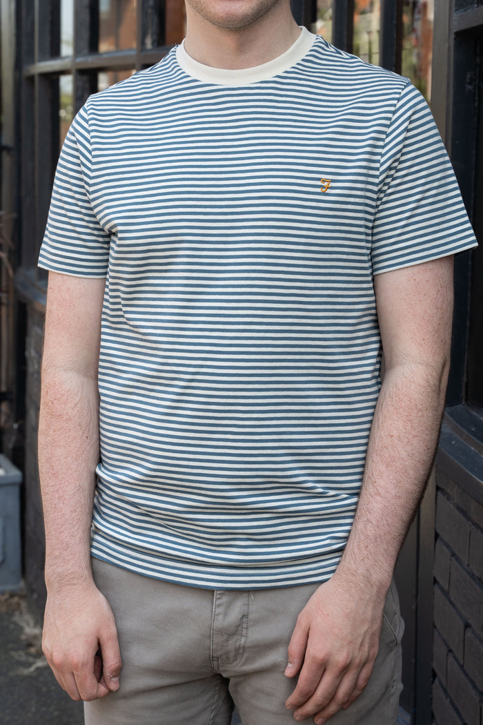 Farah Daytona Blue Striped Organic Cotton T-Shirt