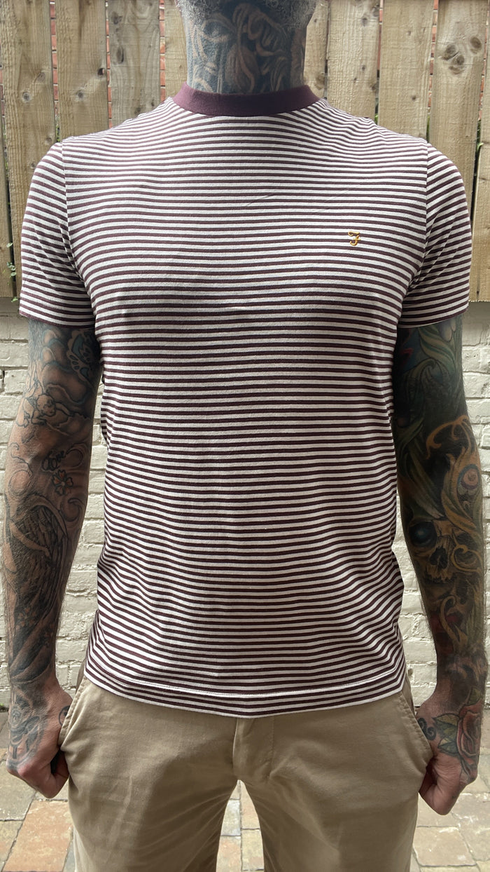 Farah Daytona Red Striped Organic Cotton T-Shirt
