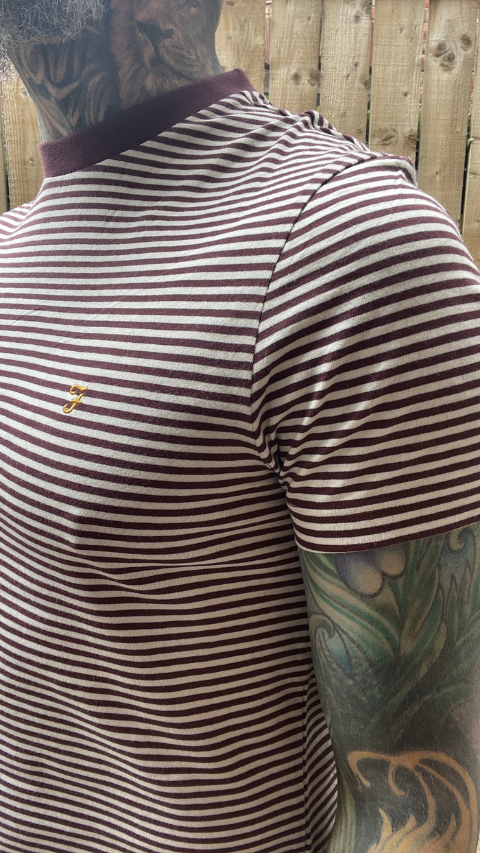 Farah Daytona Red Striped Organic Cotton T-Shirt