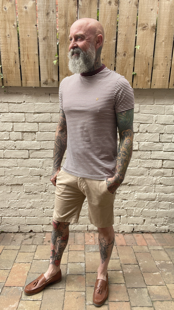 Farah Daytona Red Striped Organic Cotton T-Shirt