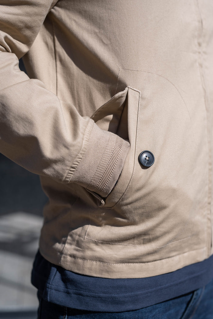 Farah Hardy Organic Cotton Harrington Jacket in Light Sand