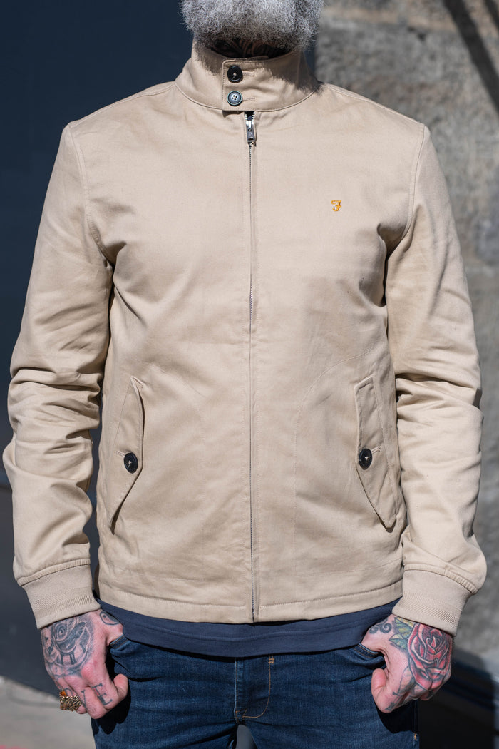 Farah Hardy Organic Cotton Harrington Jacket in Light Sand