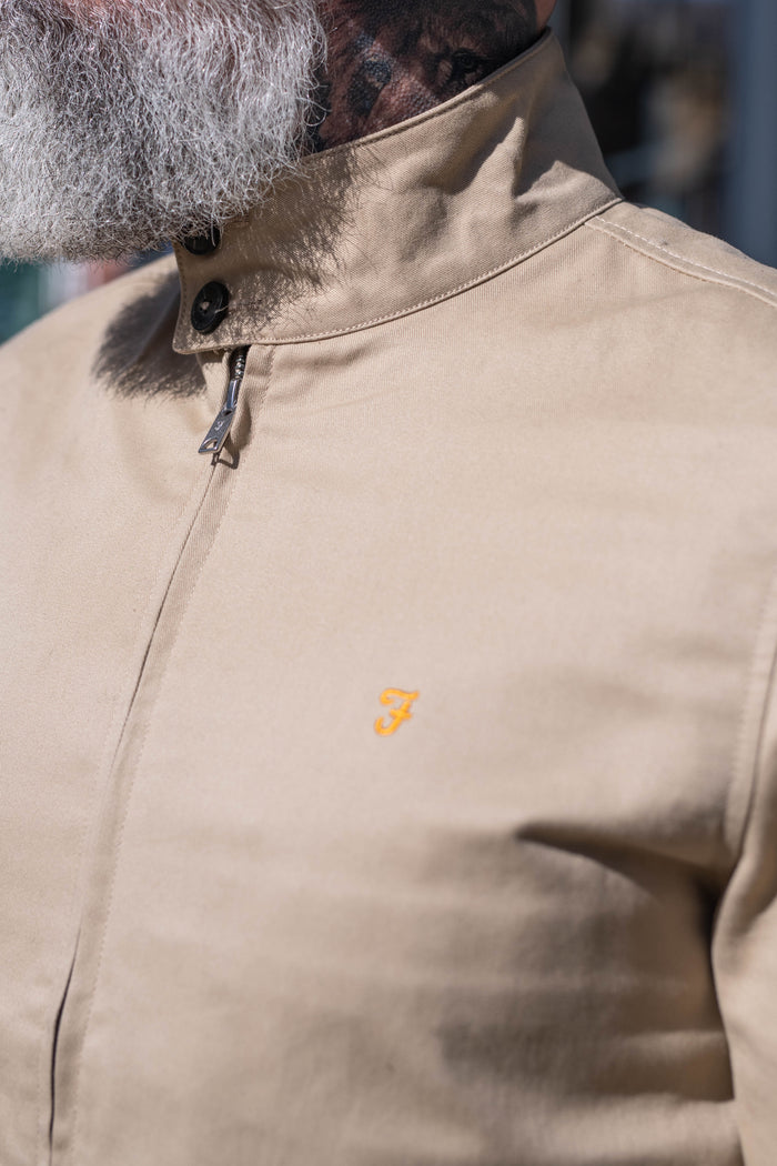 Farah Hardy Organic Cotton Harrington Jacket in Light Sand