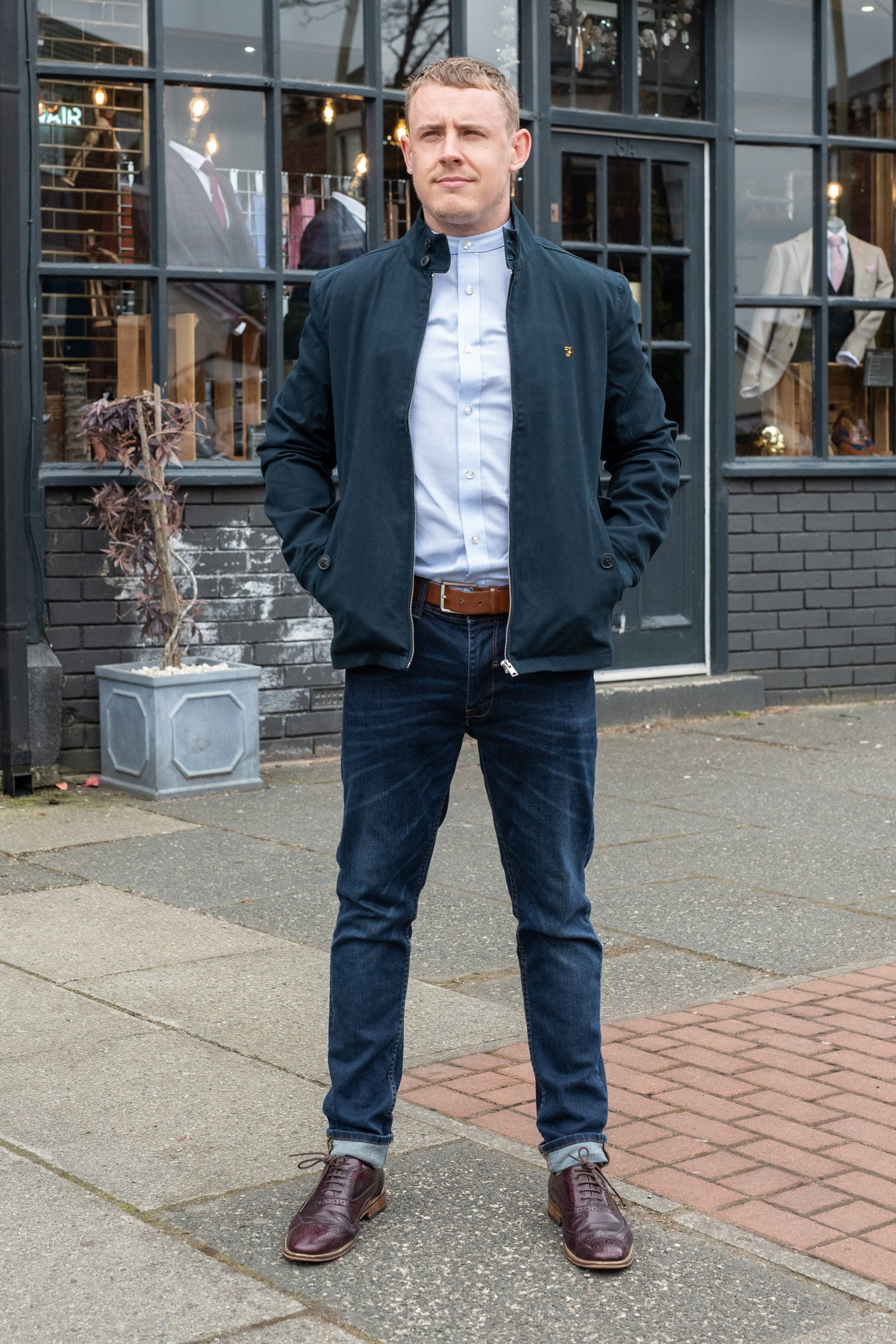 Farah Hardy Organic Cotton Harrington Jacket in True Navy