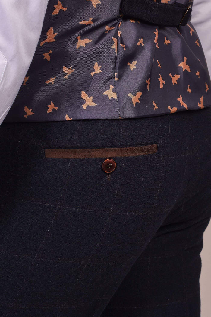 Fratelli Dark Navy Tweed Style Waistcoat with Subtle Check