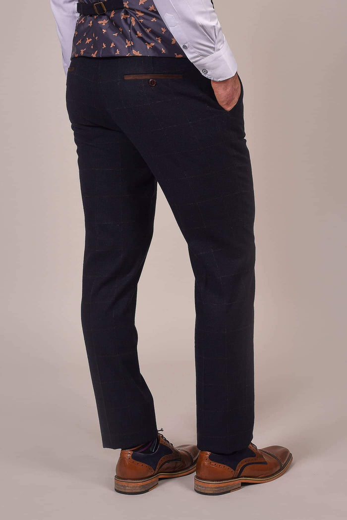 Fratelli Dark Navy Tweed Style Waistcoat with Subtle Check