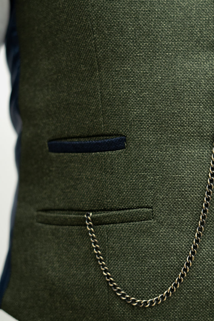 Fratelli Olive Tweed Herringbone Waistcoat