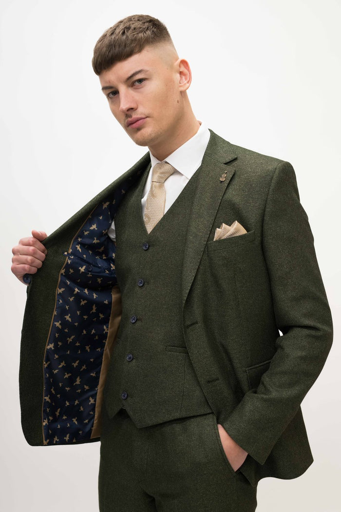 Fratelli Olive With Contrast Detail Blazer