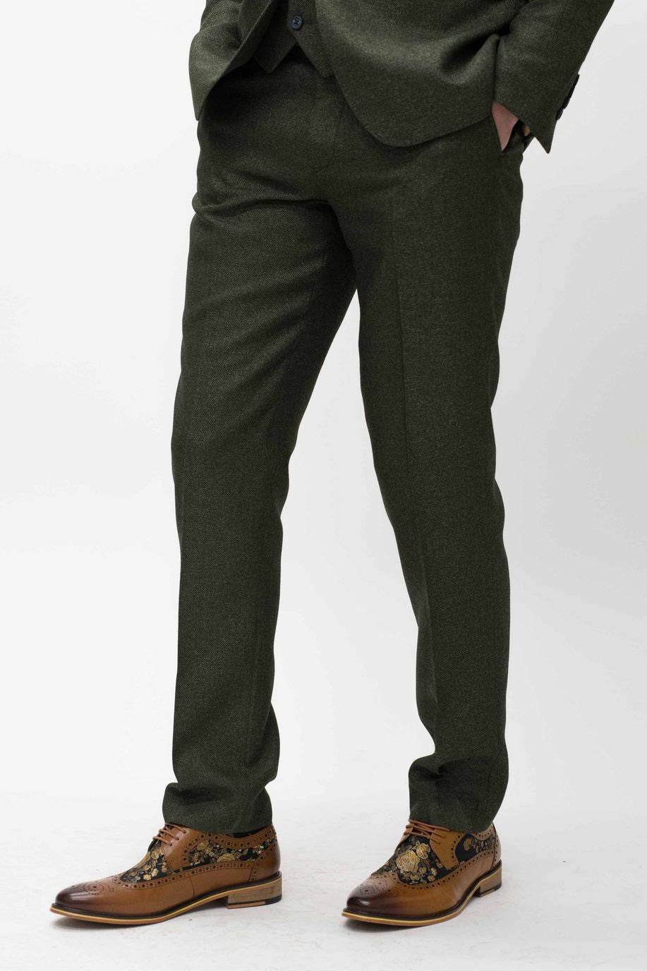 Fratelli Olive With Contrast Detail Trousers