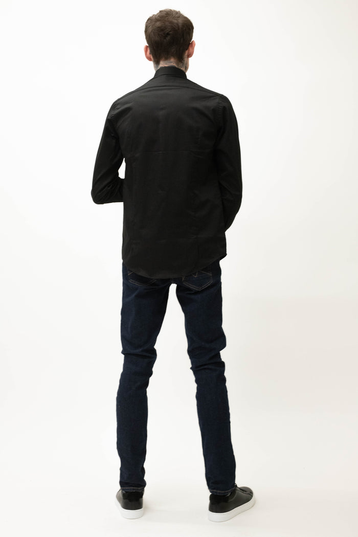 Guide London Black Shirt With Multi Coloured Buttons