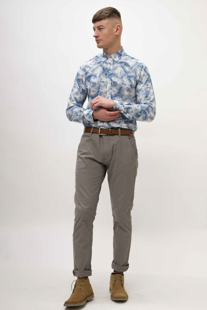 Guide London Blue & White Palm Tree Shirt