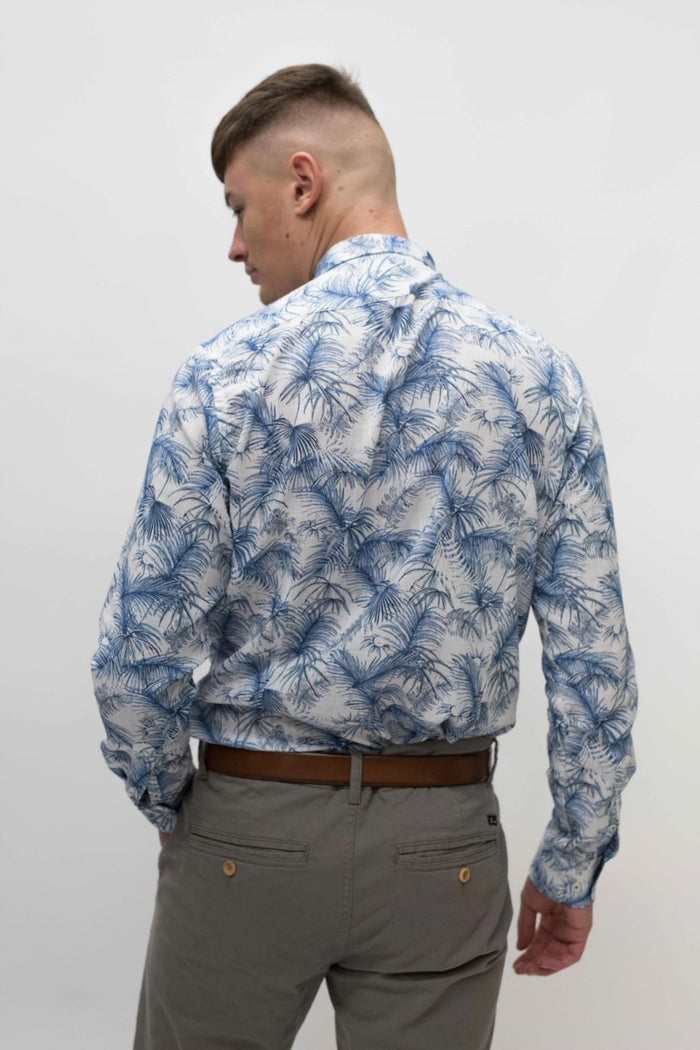 Guide London Blue & White Palm Tree Shirt