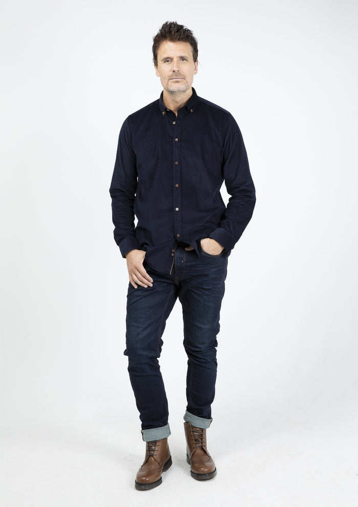 Guide London Navy Micro Cord Shirt