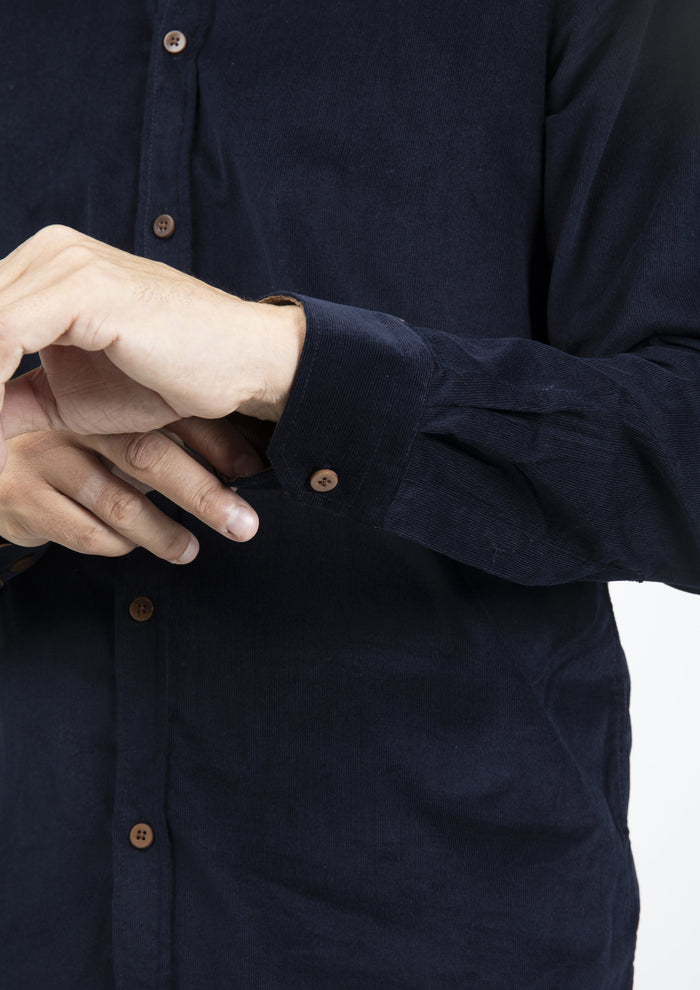 Guide London Navy Micro Cord Shirt