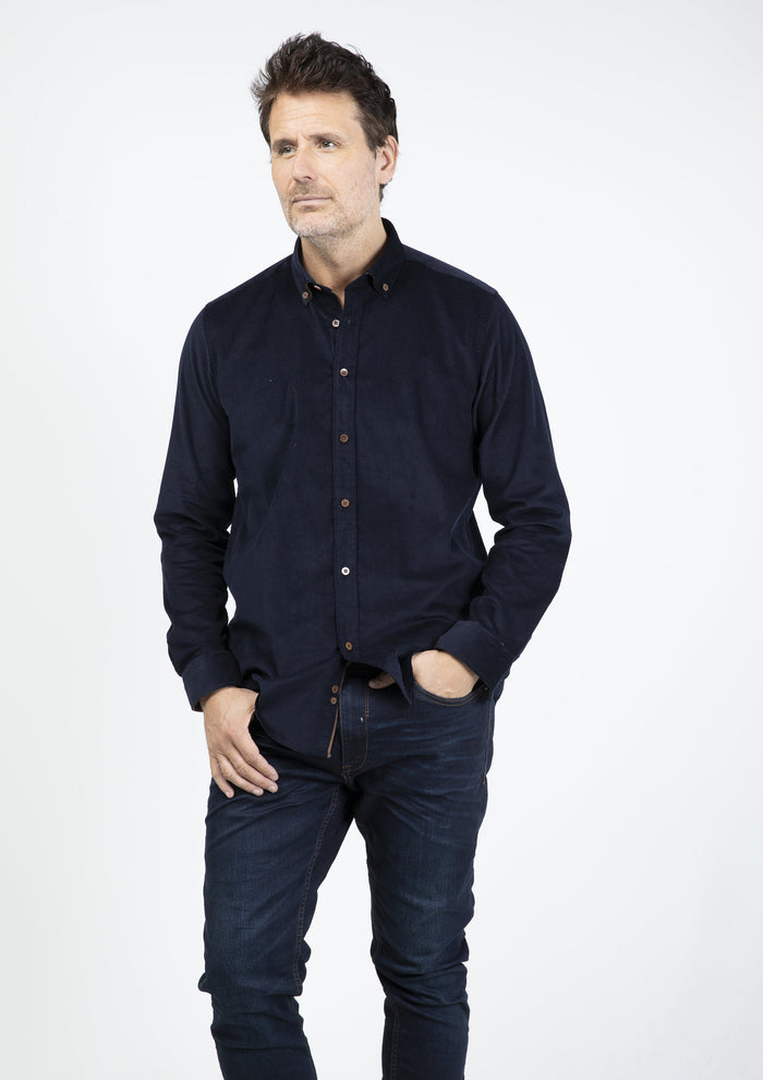 Guide London Navy Micro Cord Shirt