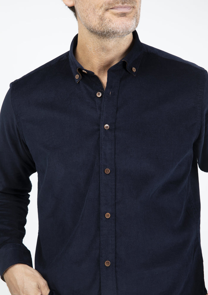 Guide London Navy Micro Cord Shirt