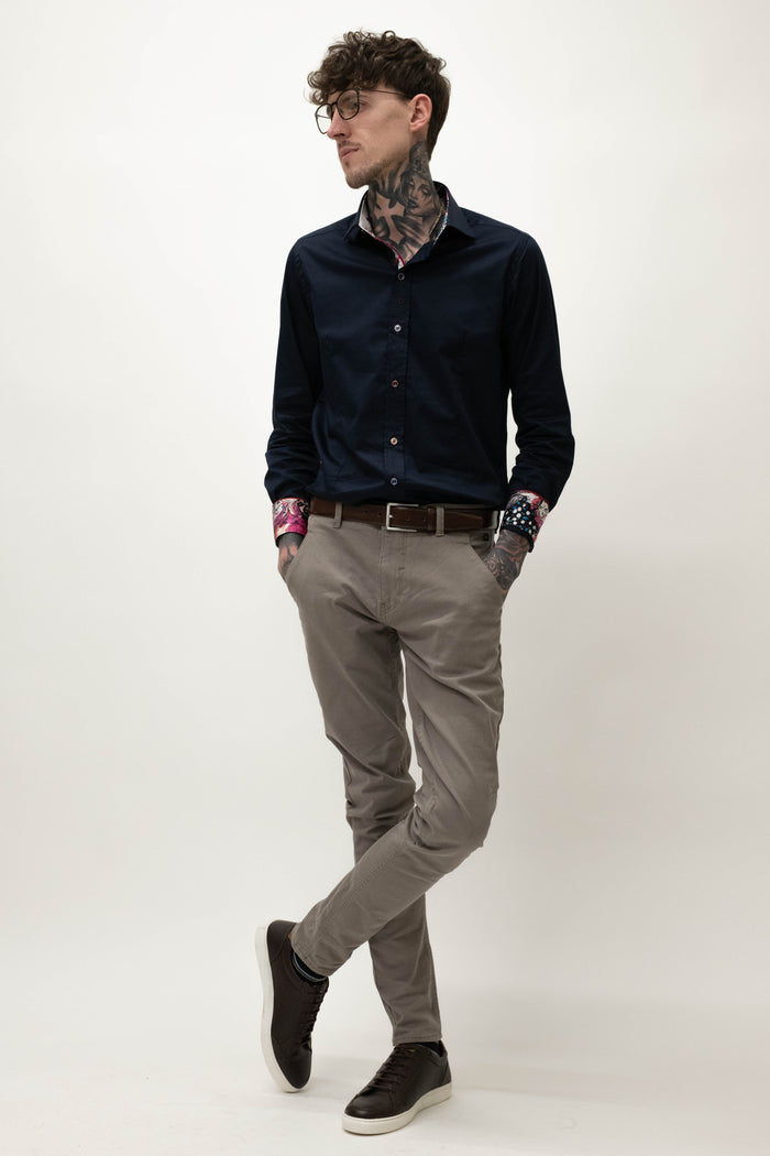 Guide London Navy Shirt With Multi Coloured Buttons