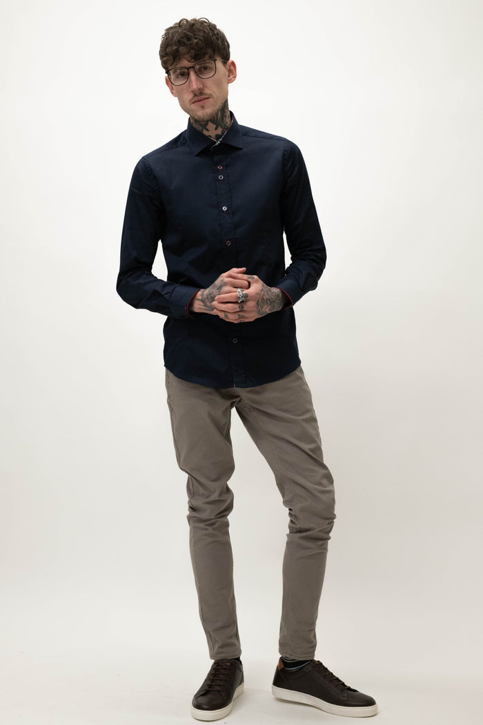 Guide London Navy Shirt With Multi Coloured Buttons