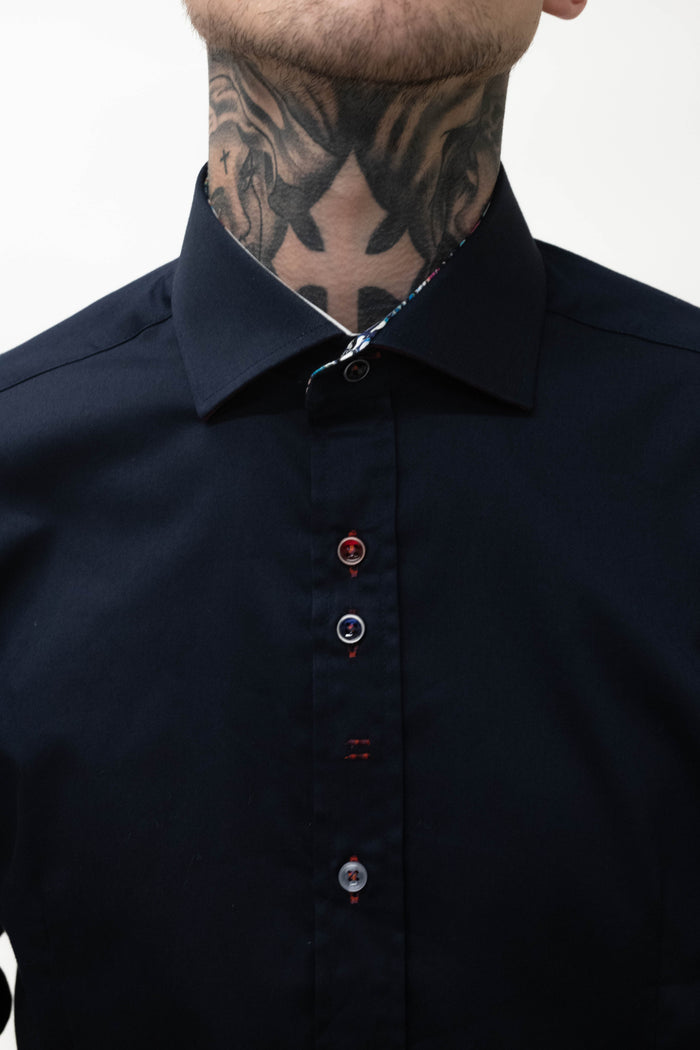 Guide London Navy Shirt With Multi Coloured Buttons