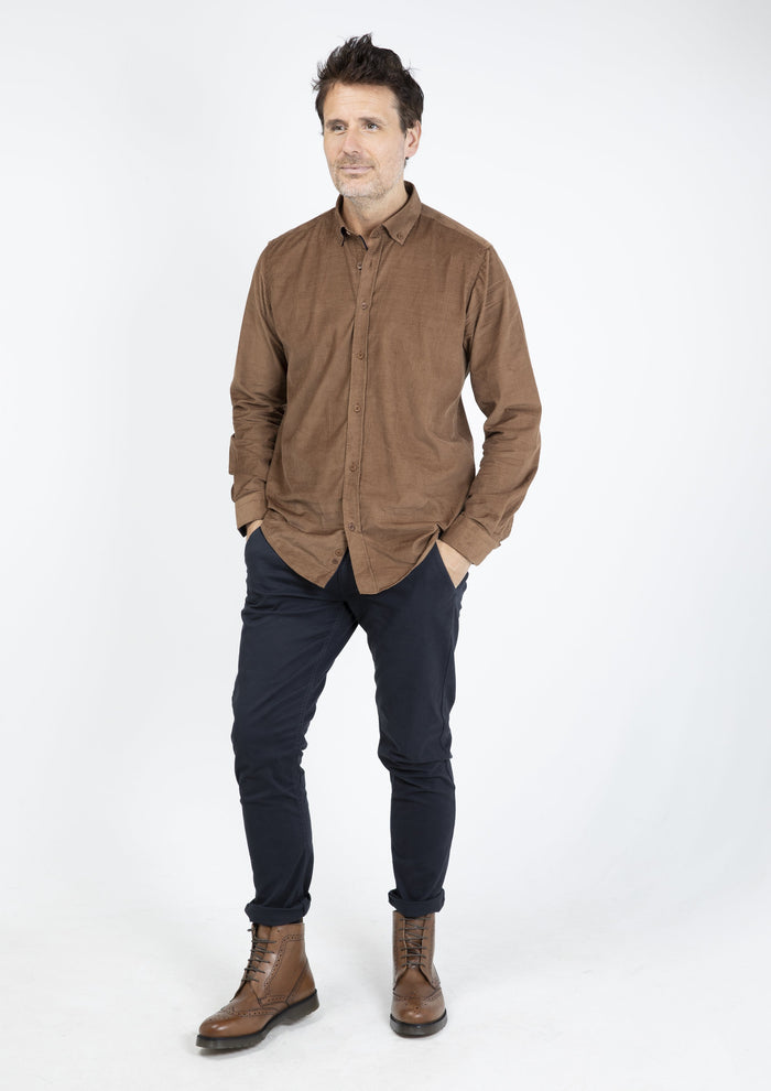 Guide London Tan Micro Cord Shirt