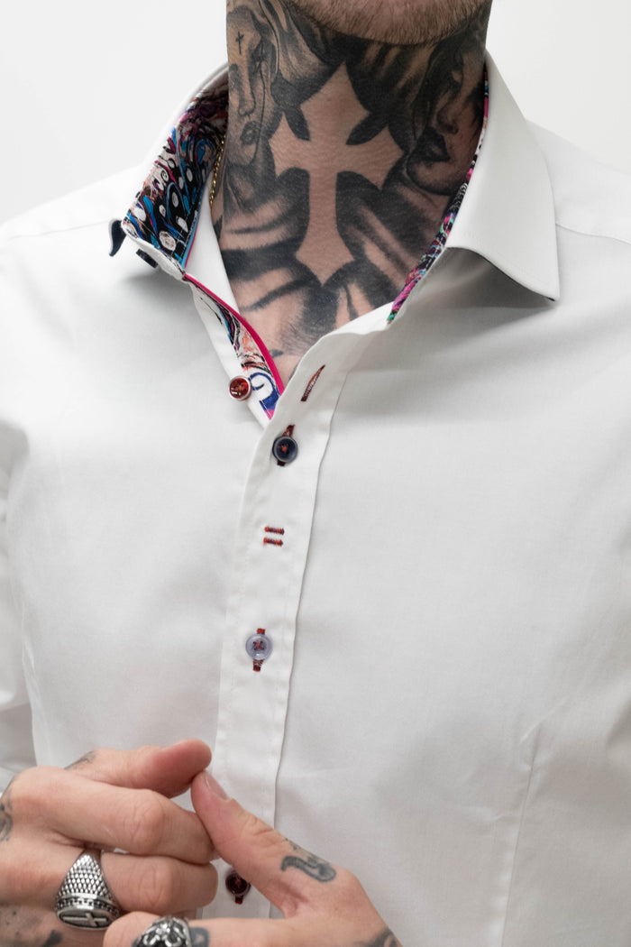 Guide London White Shirt With Multi Coloured Buttons