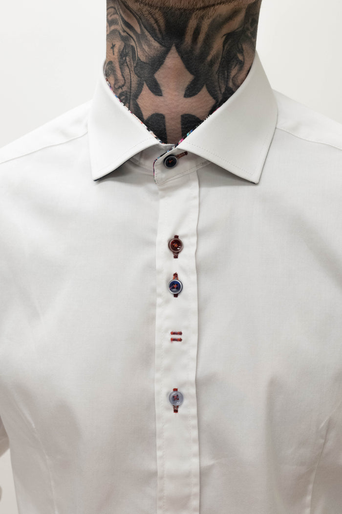 Guide London White Shirt With Multi Coloured Buttons